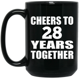 28th Anniversary Cheers To 28 Years Together - 15oz Coffee Mug Black