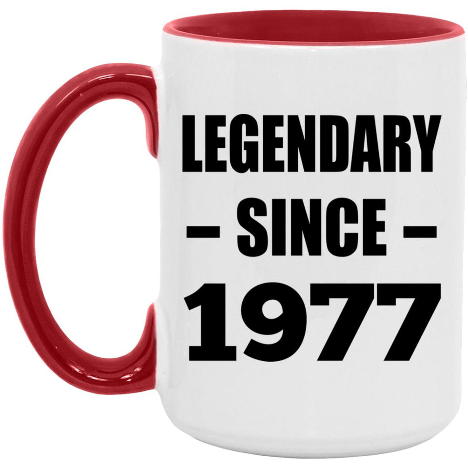 47th Birthday Legendary Since 1977 - 15oz Accent Mug Red
