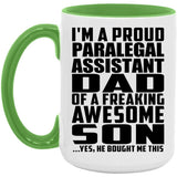 Proud Paralegal Assistant Dad Of Awesome Son - 15oz Accent Mug Green