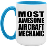 Most Awesome Aircraft Mechanic - 15oz Accent Mug Blue