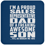 Proud Sales Representative Dad Of Awesome Son - Drink Coaster