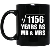 34th Anniversary Square Root of 1156 Years As Mr & Mrs - 11oz Coffee Mug Black