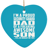 Proud Security Guard Dad Of Awesome Son - Heart Ornament