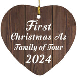 First Christmas As Family Of Four 2024 - Heart Ornament D