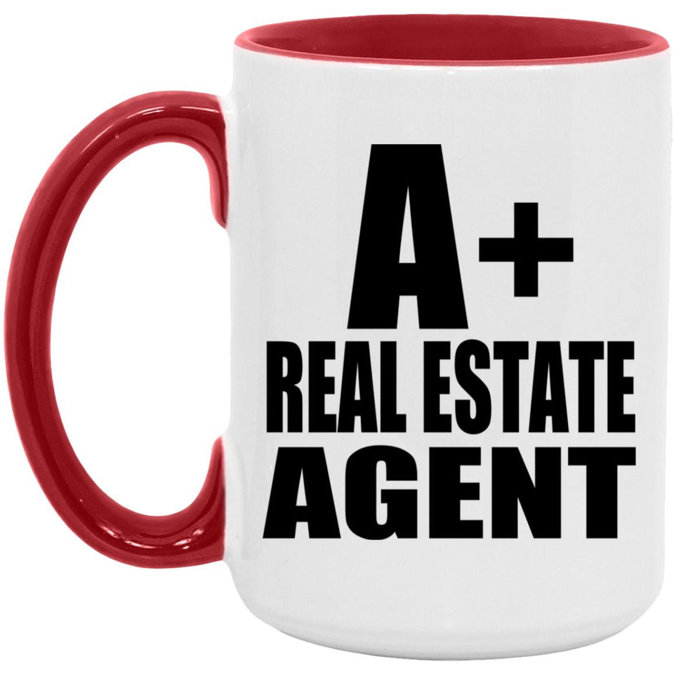 A+ Real Estate Agent - 15oz Accent Mug Red