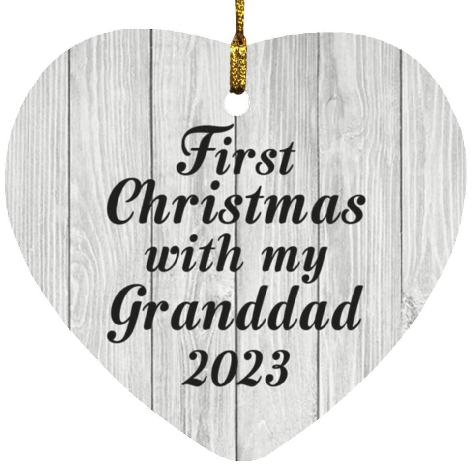 First Christmas With My Granddad 2023 - Heart Ornament F