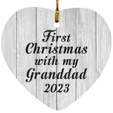First Christmas With My Granddad 2023 - Heart Ornament F