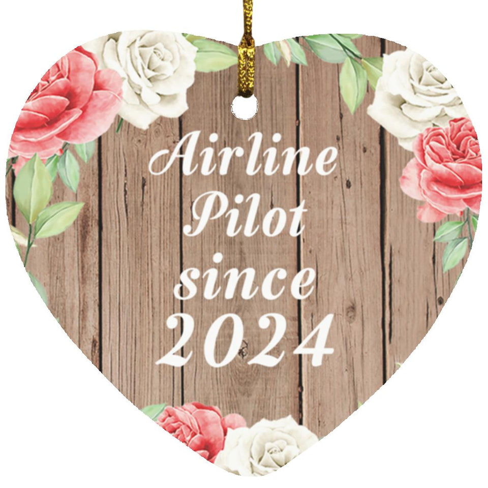 Airline Pilot Since 2024 - Heart Ornament B