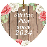 Airline Pilot Since 2024 - Heart Ornament B