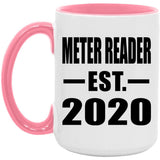 Meter Reader Established EST. 2020 - 15oz Accent Mug Pink