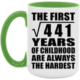 21st Birthday Square Root of 441 Years of Childhood - 15oz Accent Mug Green