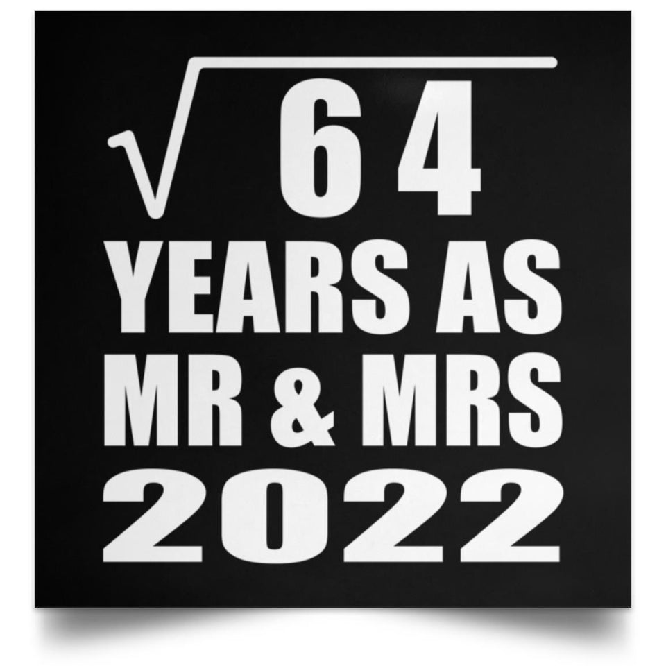 8th Anniversary Square Root of 64 Years As Mr & Mrs 2022 - Poster Square