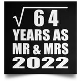 8th Anniversary Square Root of 64 Years As Mr & Mrs 2022 - Poster Square