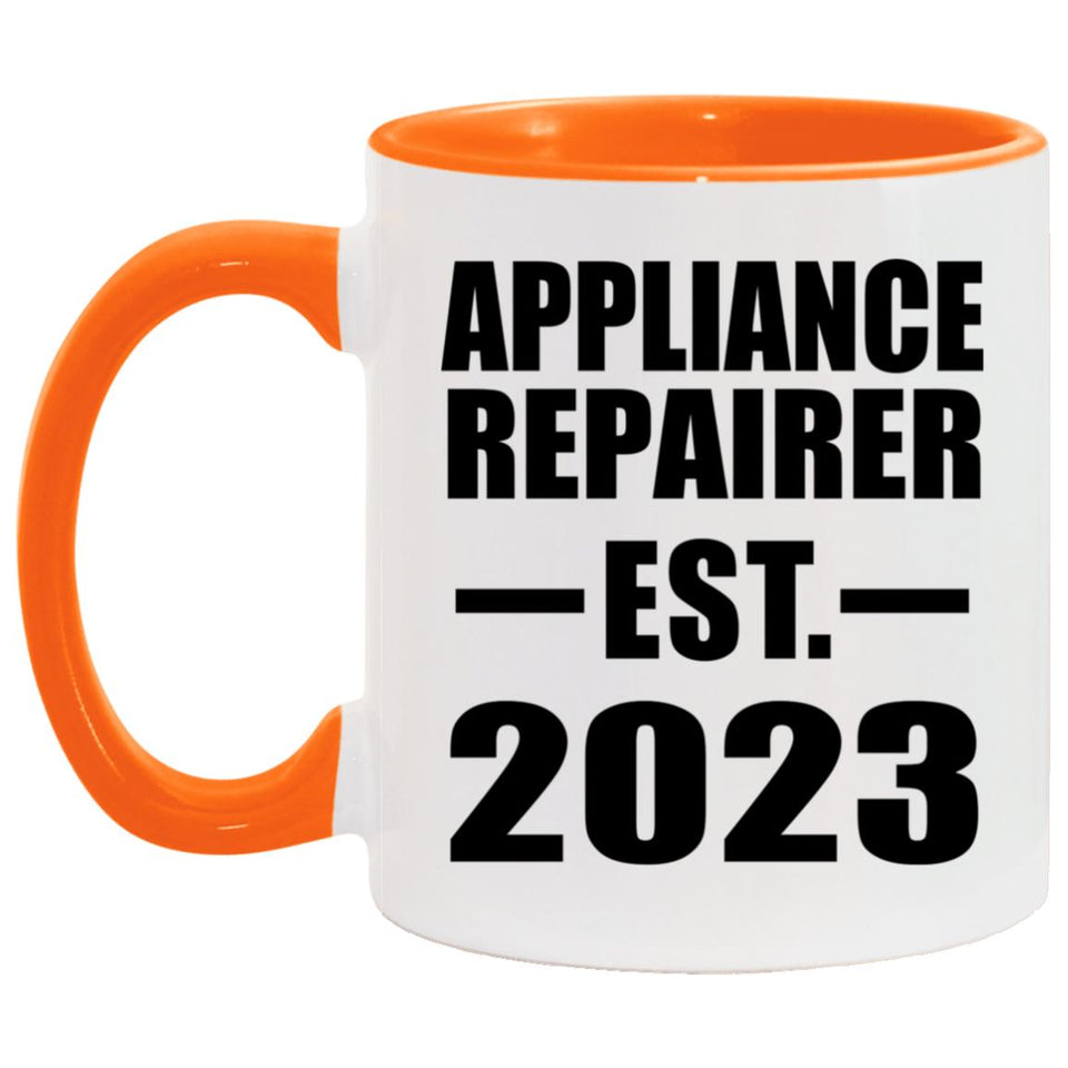 Appliance Repairer Established EST. 2023 - 11oz Accent Mug Orange