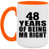 48th Anniversary 48 Years Of Being Mr Right - 15oz Accent Mug Orange