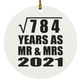 28th Anniversary Square Root of 784 Years As Mr & Mrs 2021 - Circle Ornament