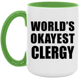 World's Okayest Clergy - 15oz Accent Mug Green