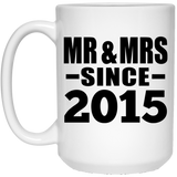 9th Anniversary Mr & Mrs Since 2015 - 15 Oz Coffee Mug