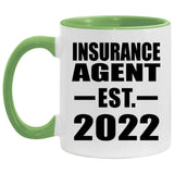 Insurance Agent Established EST. 2022 - 11oz Accent Mug Green