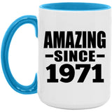 53rd Birthday Amazing Since 1971 - 15oz Accent Mug Blue