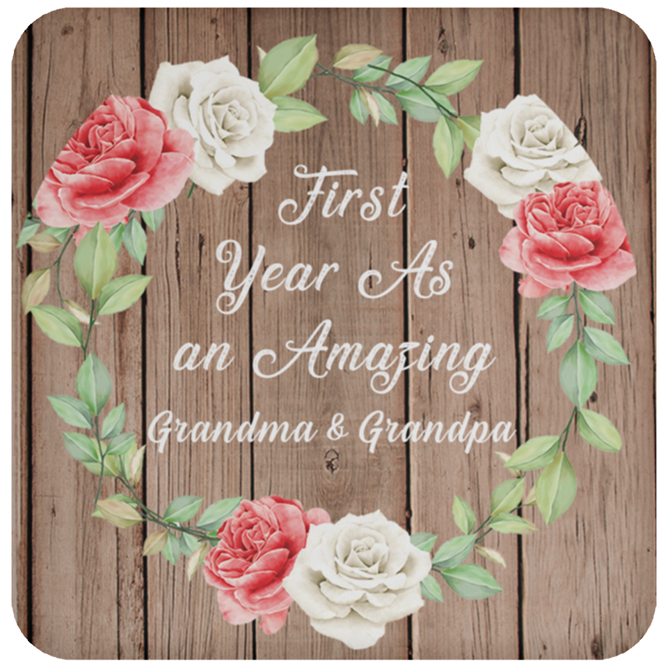 First Year As An Amazing Grandma & Grandpa - Drink Coaster B