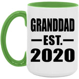 Granddad Established EST. 2020 - 15oz Accent Mug Green