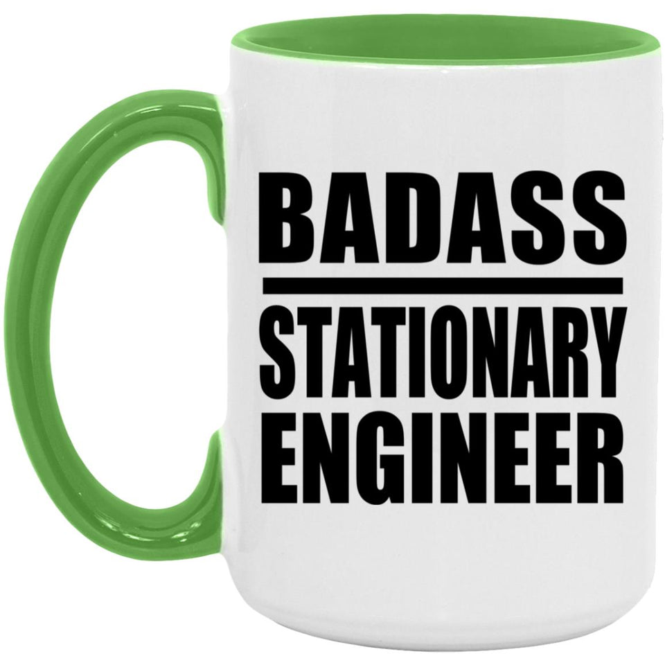 Badass Stationary Engineer - 15oz Accent Mug Green