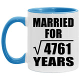 69th Anniversary Married For Square Root of 4761 Years - 11oz Accent Mug Blue