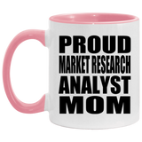 Proud Market Research Analyst Mom - 11oz Accent Mug Pink