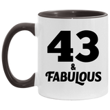 43rd Birthday 43 & Fabulous - 11oz Accent Mug Black