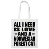 All I Need Is Love And A Norwegian Forest Cat - Tote Bag White