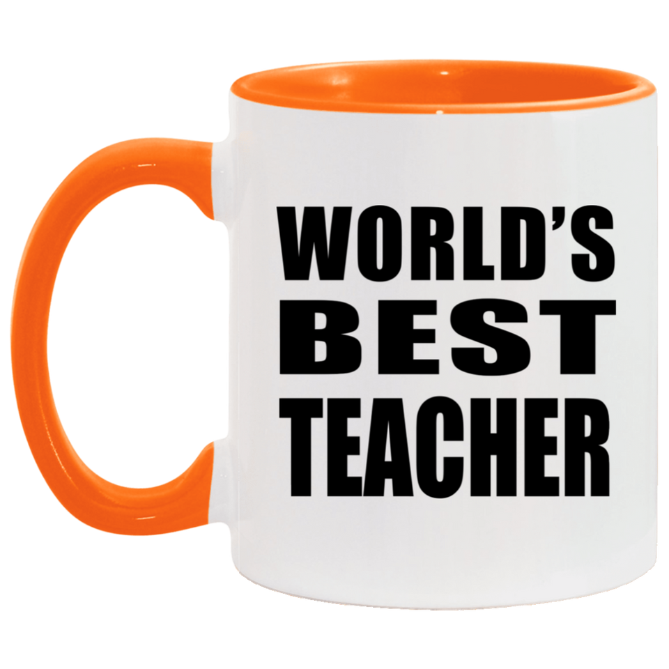 World's Best Teacher - 11oz Accent Mug Orange