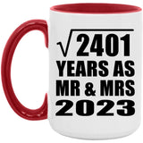 49th Anniversary Square Root of 2401 Years As Mr & Mrs 2023 - 15oz Accent Mug Red