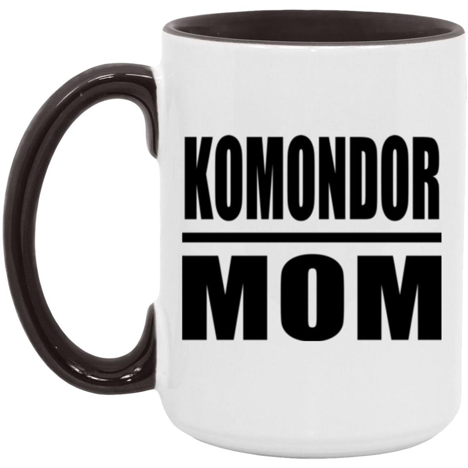 Komondor Mom - 15oz Accent Mug Black