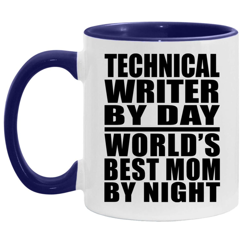 Technical Writer By Day World's Best Mom By Night - 11oz Accent Mug Purple