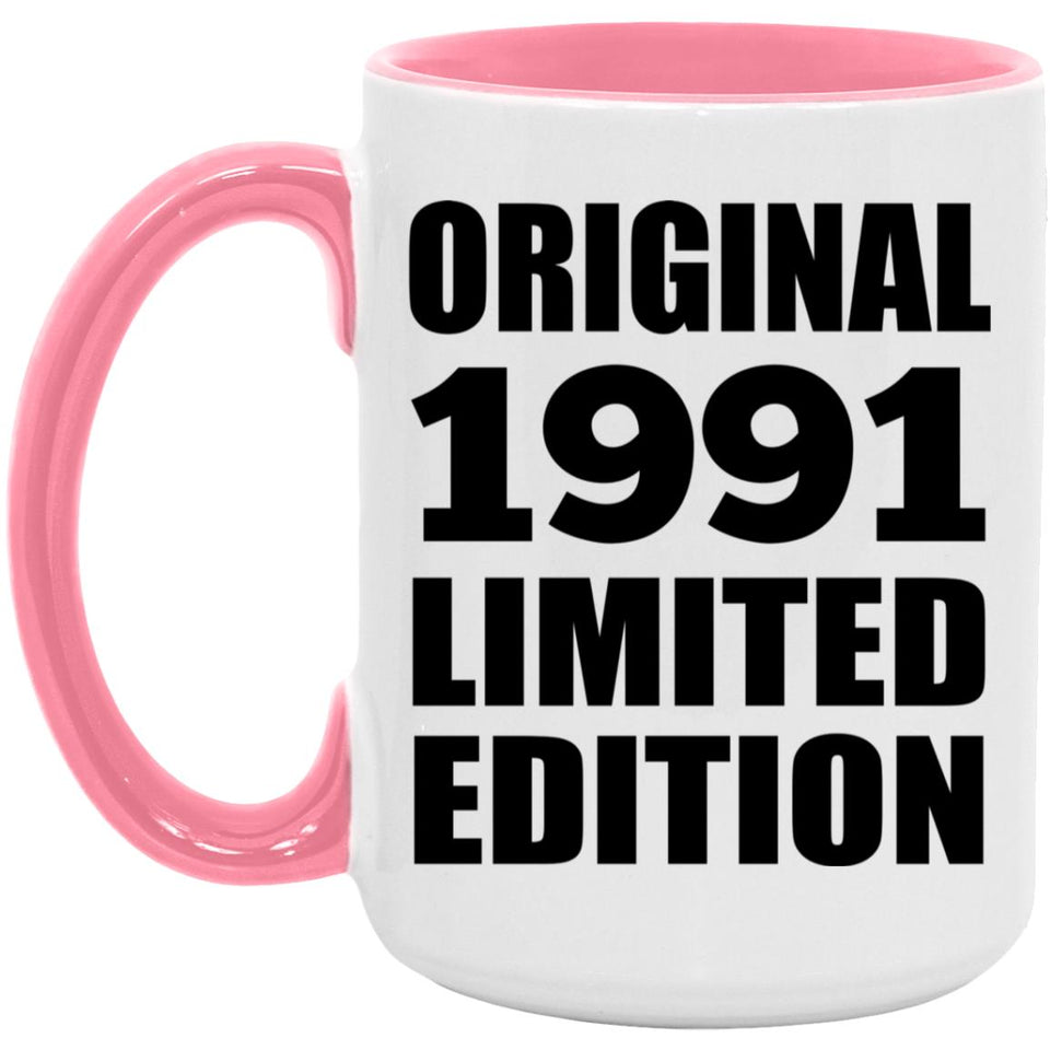 33rd Birthday Original 1991 Limited Edition - 15oz Accent Mug Pink