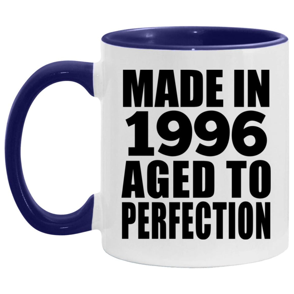 28th Birthday Made In 1996 Aged to Perfection - 11oz Accent Mug Purple