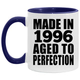 28th Birthday Made In 1996 Aged to Perfection - 11oz Accent Mug Purple
