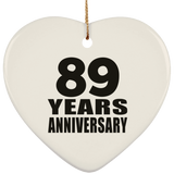 89th Anniversary 89 Years - Heart Ornament