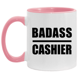 Badass Cashier - 11oz Accent Mug Pink