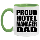 Proud Hotel Manager Dad - 11oz Accent Mug Green
