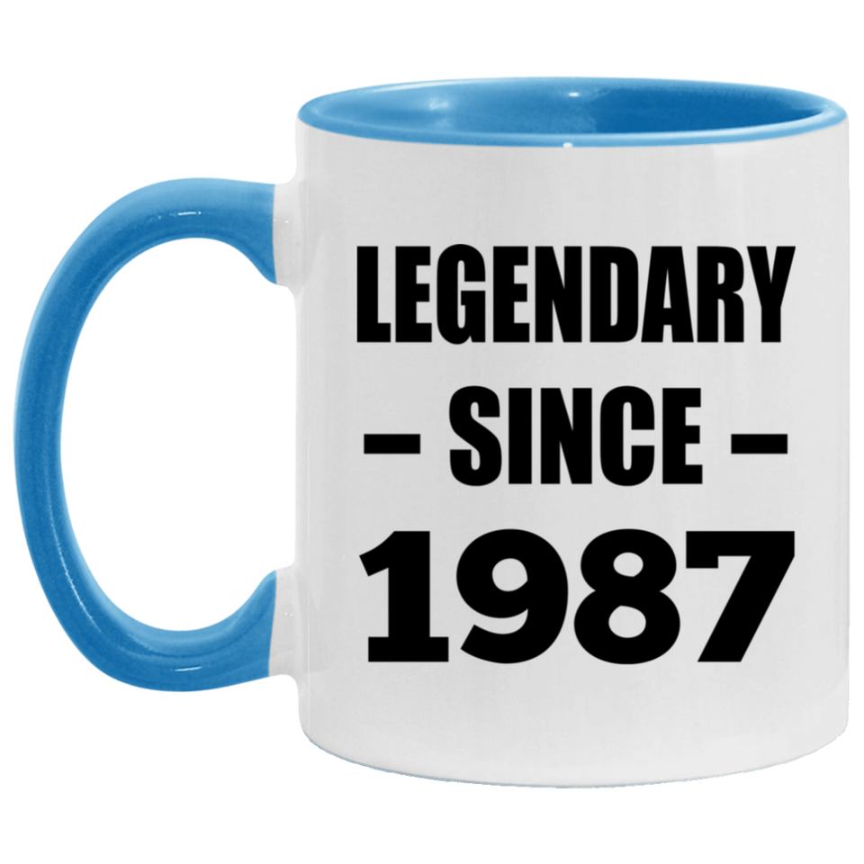 37th Birthday Legendary Since 1987 - 11oz Accent Mug Blue