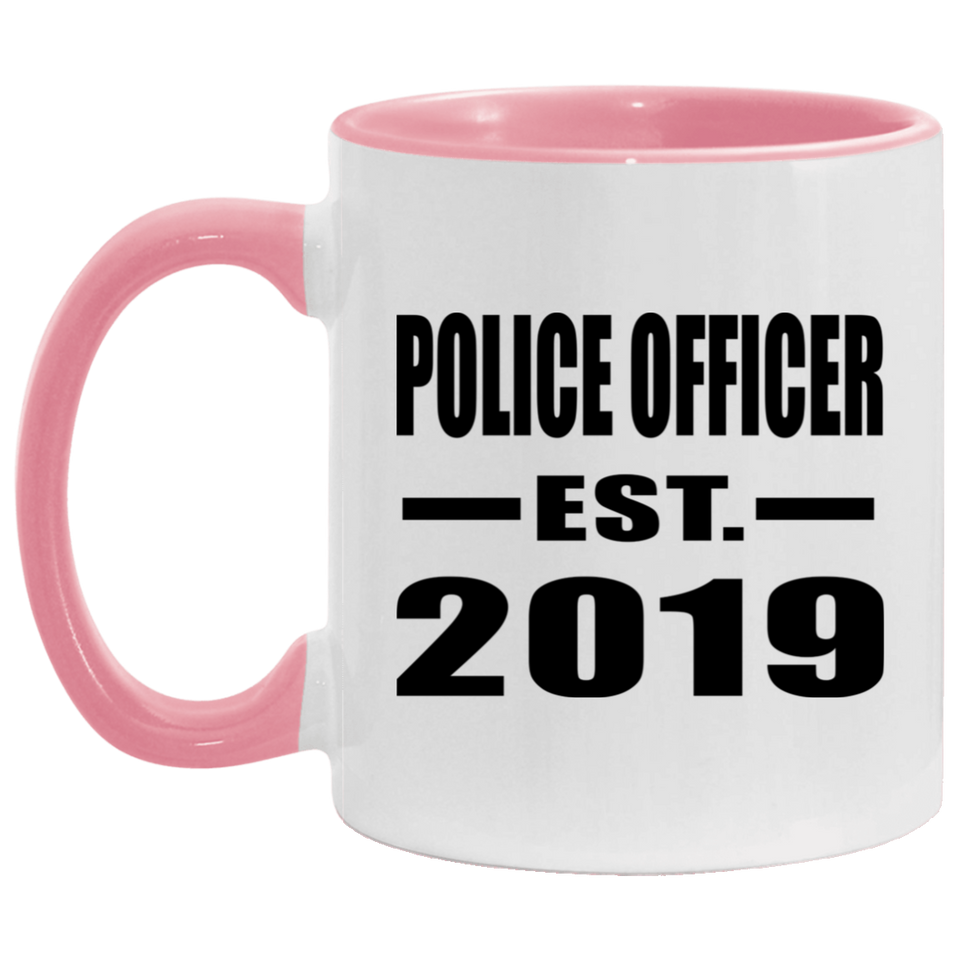 Police Officer Established EST. 2019 - 11oz Accent Mug Pink