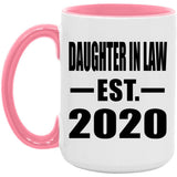 Daughter In Law Established EST. 2020 - 15oz Accent Mug Pink