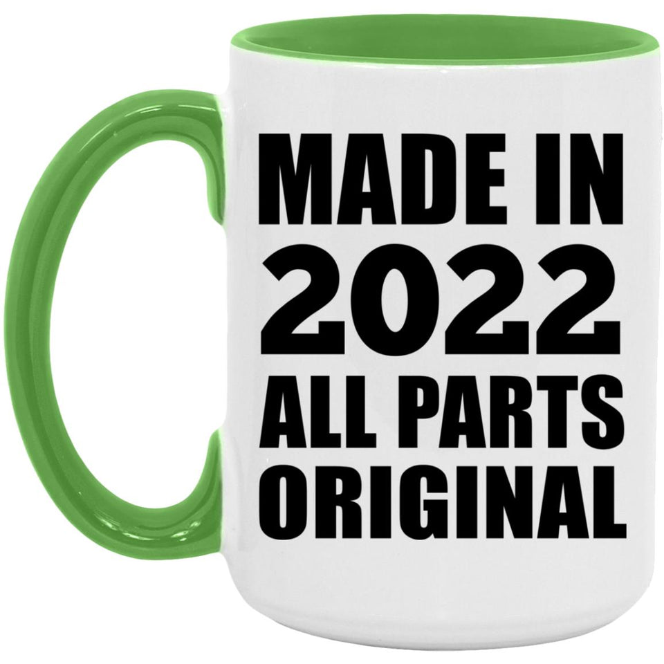 2nd Birthday Made in 2022 All Parts Original - 15oz Accent Mug Green