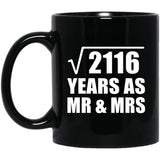 46th Anniversary Square Root of 2116 Years As Mr & Mrs - 11oz Coffee Mug Black