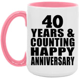 Happy 40th Anniversary 40 Years & Counting - 15oz Accent Mug Pink