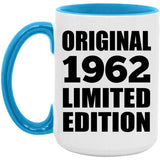 62nd Birthday Original 1962 Limited Edition - 15oz Accent Mug Blue