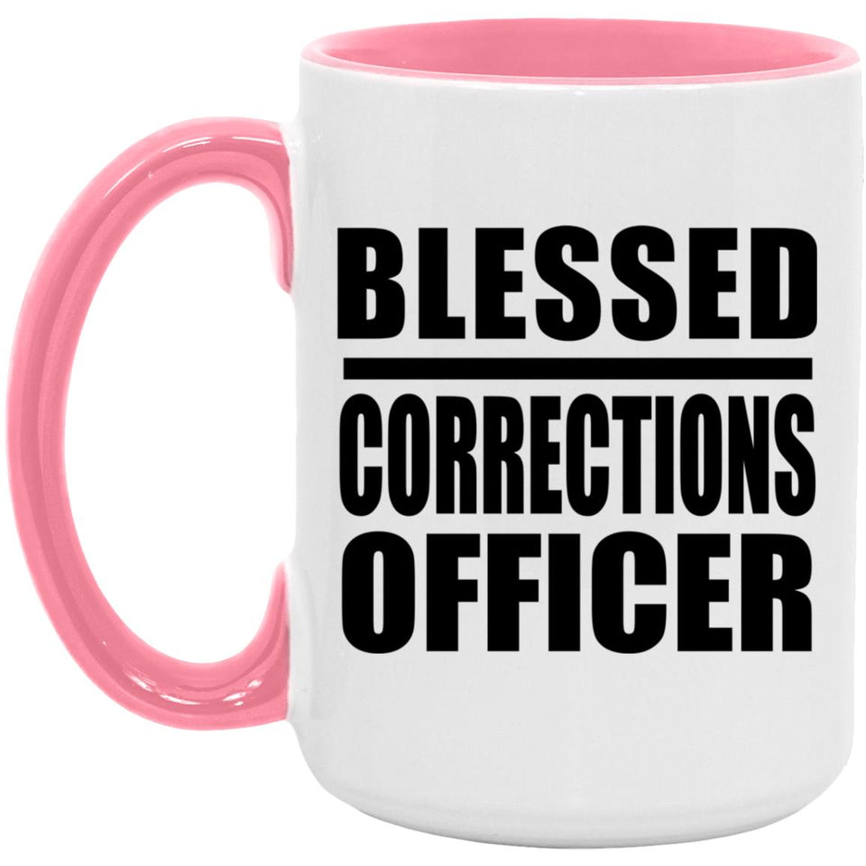 Blessed Corrections Officer - 15oz Accent Mug Pink