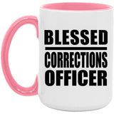 Blessed Corrections Officer - 15oz Accent Mug Pink